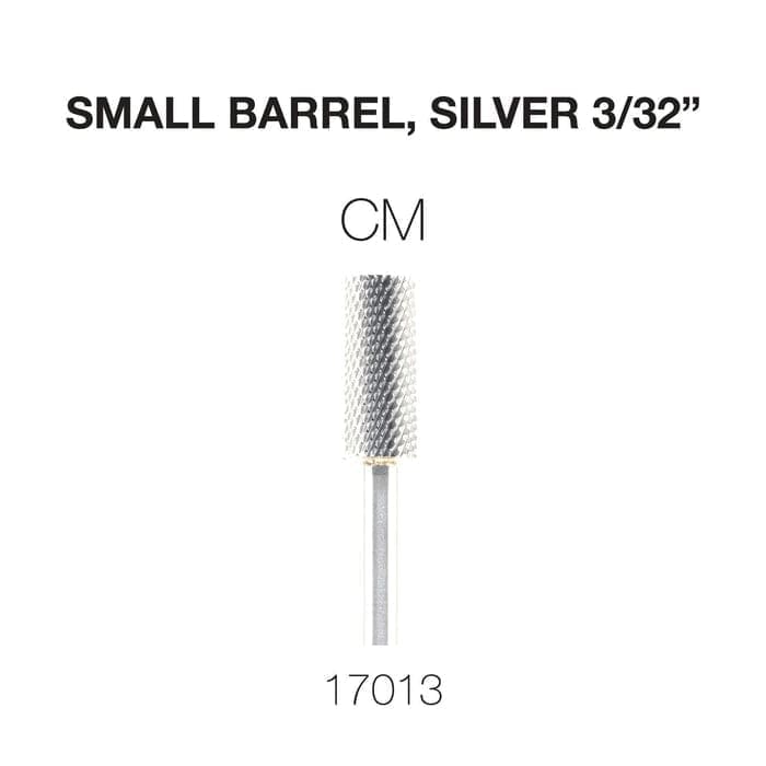 Image of a Cre8tion 2-Way Carbide Small Barrel Bit 3/32", silver in color, with dimensions 3/32". Text above reads "CM" and below reads "17013".