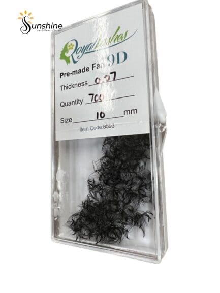 A package of ROYAL LASHES 7D Pre-Made Fan Individual Lash 0.07 (700pcs) in a plastic container, featuring ROYAL LASHES.